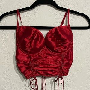 Red sexy crop top corset